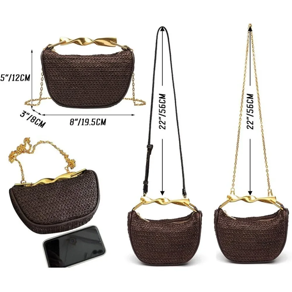 Straw Crossbody Bag Women Summer Mini Satchel Handbag Shoulder Purse